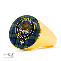 Scottish Graham of Menteith Plaid Modern Clan Tartan Ring - Crest Classic Scottish Plaid Tartan Plaid