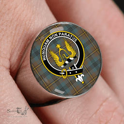 Scottish Johnstone Clans Originaux (Johnson Clans Originaux) Weathered Clan Tartan Ring - Crest Classic Scottish Plaid Tartan Plaid