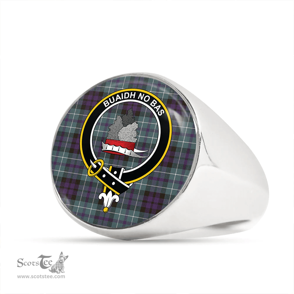 Scottish MacNeil of Colonsay (MacNeil of Barra of Colonsay) Weathered Clan Tartan Ring - Crest Classic Scottish Plaid Tartan Plaid