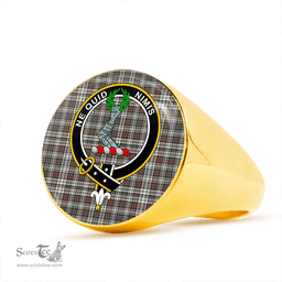 Scottish MacKinlay Dress Weathered Clan Tartan Ring - Crest Classic Scottish Plaid Tartan Plaid
