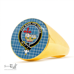Scottish MacDonald Lord of the Isles Hunting Blue (Donald Lord of the Isles Hunting Blue) Ancient Clan Tartan Ring - Crest Classic Scottish Plaid Tartan Plaid