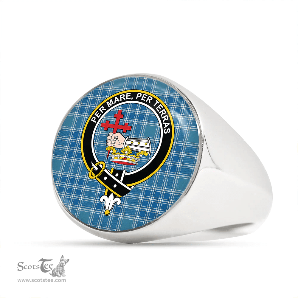 Scottish MacDonald Lord of the Isles Hunting Blue (Donald Lord of the Isles Hunting Blue) Ancient Clan Tartan Ring - Crest Classic Scottish Plaid Tartan Plaid