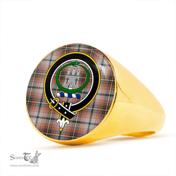 Scottish Innes Red Dress Ancient Clan Tartan Ring - Crest Classic Scottish Plaid Tartan Plaid