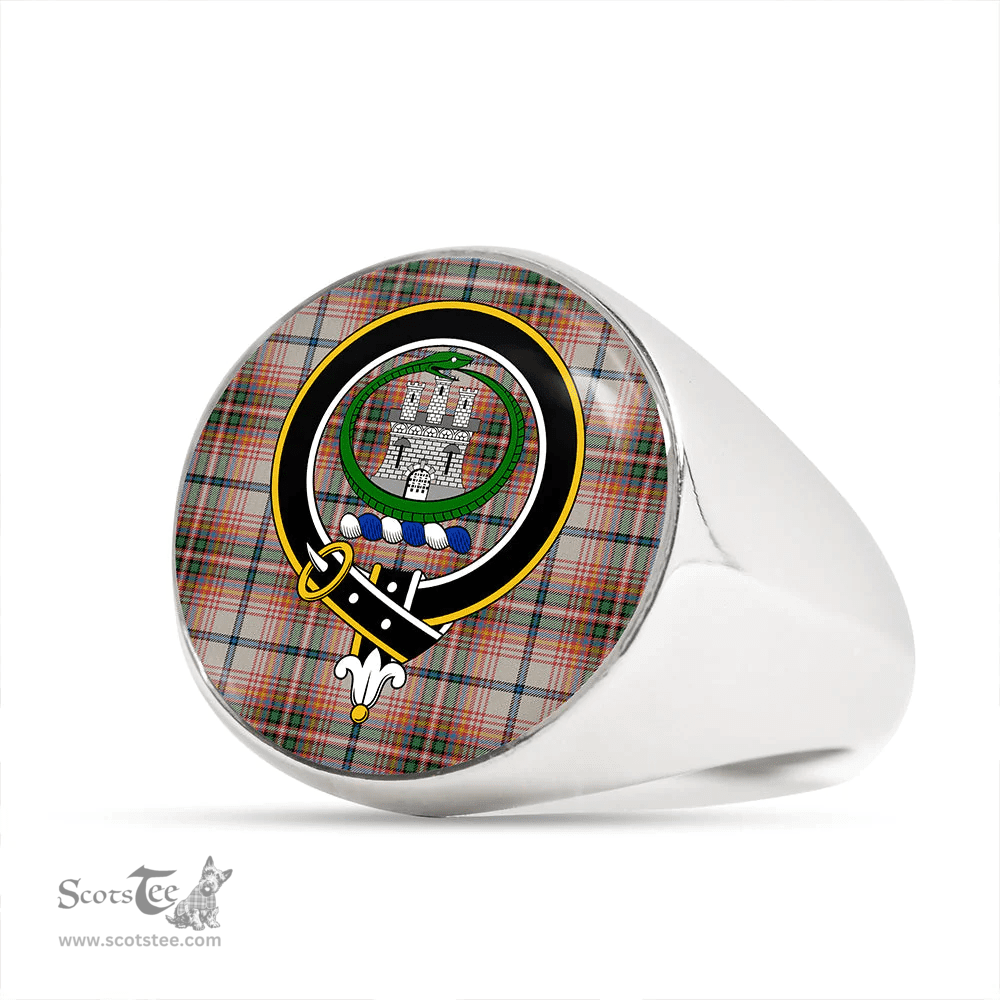 Scottish Innes Red Dress Ancient Clan Tartan Ring - Crest Classic Scottish Plaid Tartan Plaid
