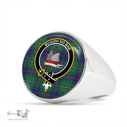 Scottish MacNeil of Barra (MacNeil/MacNeill) (Clans Originaux) Modern Clan Tartan Ring - Crest Classic Scottish Plaid Tartan Plaid