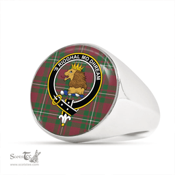 Scottish MacGregor Hunting (Gregor Hunting) Ancient Clan Tartan Ring - Crest Classic Scottish Plaid Tartan Plaid
