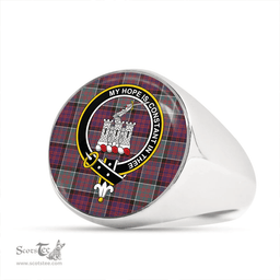 Scottish MacDonald of Clanranald (Donald of Clanranald) Weathered Clan Tartan Ring - Crest Classic Scottish Plaid Tartan Plaid