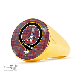 Scottish MacColl (MacCall) Weathered Clan Tartan Ring - Crest Classic Scottish Plaid Tartan Plaid