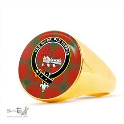 Scottish MacDonald of Sleat (Donald Lord MacDonald) Ancient Clan Tartan Ring - Crest Classic Scottish Plaid Tartan Plaid