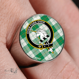 Scottish Cunningham Dress Green Clan Tartan Ring - Crest Classic Scottish Plaid Tartan Plaid