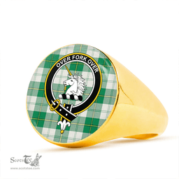 Scottish Cunningham Dress Green Clan Tartan Ring - Crest Classic Scottish Plaid Tartan Plaid