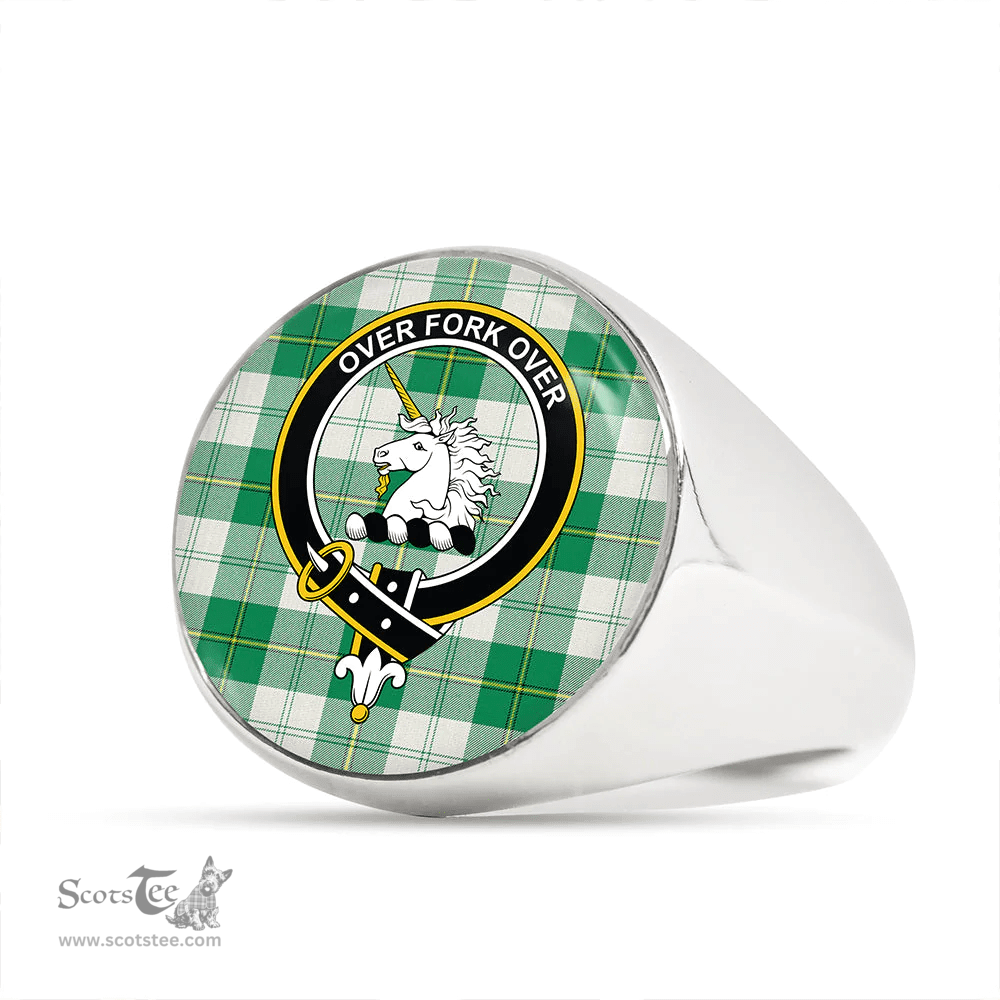 Scottish Cunningham Dress Green Clan Tartan Ring - Crest Classic Scottish Plaid Tartan Plaid