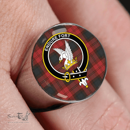 Scottish Lindsay Black lines Weathered Clan Tartan Ring - Crest Classic Scottish Plaid Tartan Plaid