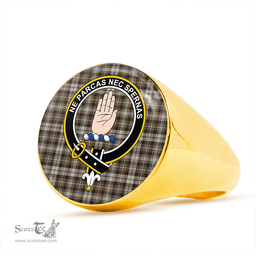 Scottish Lamont Heather (MacLamont Heather) Weathered Clan Tartan Ring - Crest Classic Scottish Plaid Tartan Plaid