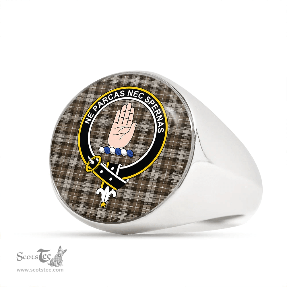 Scottish Lamont Heather (MacLamont Heather) Weathered Clan Tartan Ring - Crest Classic Scottish Plaid Tartan Plaid