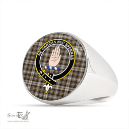 Scottish Lamont Heather (MacLamont Heather) Weathered Clan Tartan Ring - Crest Classic Scottish Plaid Tartan Plaid