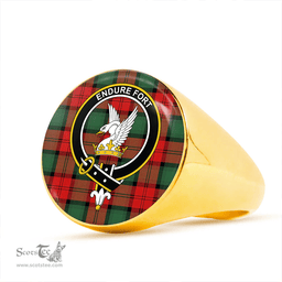 Scottish Lindsay (Smibert) (Lindsay New) Modern Clan Tartan Ring - Crest Classic Scottish Plaid Tartan Plaid