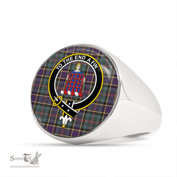 Scottish Ogilvie of Inverarity (Wilson) Weathered Clan Tartan Ring - Crest Classic Scottish Plaid Tartan Plaid