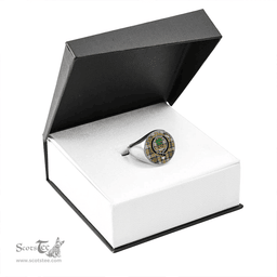 Scottish Hamilton of Brandon Weathered Clan Tartan Ring - Crest Classic Scottish Plaid Tartan Plaid