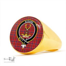 Scottish Huntly District (Marchioness of Huntly) Modern Clan Tartan Ring - Crest Classic Scottish Plaid Tartan Plaid