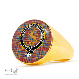 Scottish MacGlashan Breacan Glas Ancient Clan Tartan Ring - Crest Classic Scottish Plaid Tartan Plaid