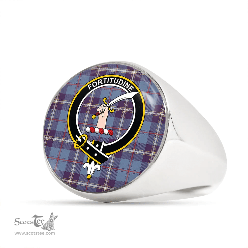 Scottish MacRae of America Weathered Clan Tartan Ring - Crest Classic Scottish Plaid Tartan Plaid