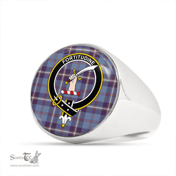 Scottish MacRae of America Weathered Clan Tartan Ring - Crest Classic Scottish Plaid Tartan Plaid