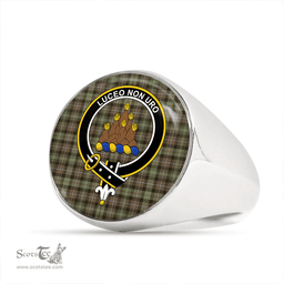 Scottish MacKenzie Hunting; Brown Weathered Clan Tartan Ring - Crest Classic Scottish Plaid Tartan Plaid