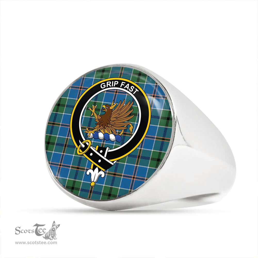 Scottish Leslie of the Hebrides Ancient Clan Tartan Ring - Crest Classic Scottish Plaid Tartan Plaid