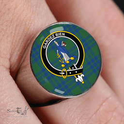 Scottish Montgomery (Vestiarium Scoticum) (Montgomery Blue Green) Modern Clan Tartan Ring - Crest Classic Scottish Plaid Tartan Plaid