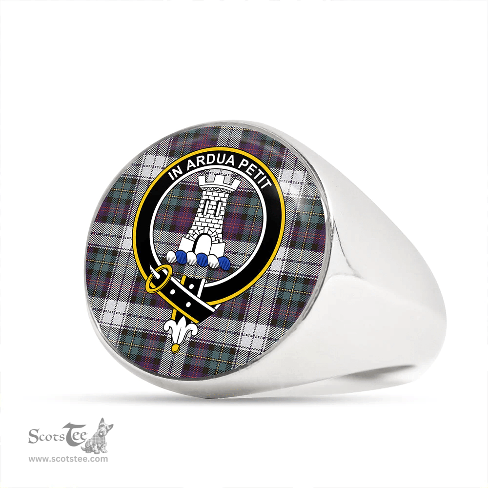 Scottish Malcolm Dress Variant Weathered Clan Tartan Ring - Crest Classic Scottish Plaid Tartan Plaid
