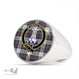 Scottish Malcolm Dress Variant Weathered Clan Tartan Ring - Crest Classic Scottish Plaid Tartan Plaid