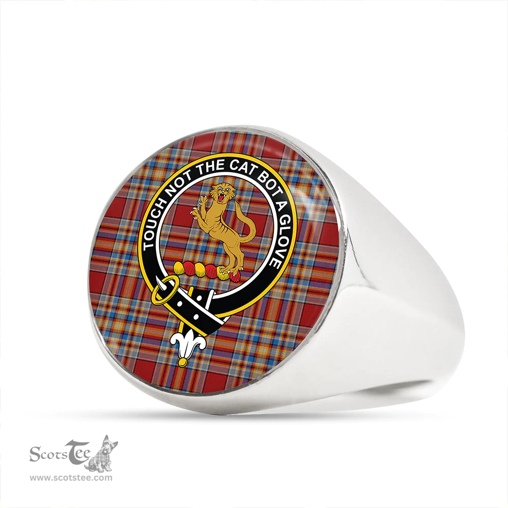 Scottish MacGlashan Breacan Glas Modern Clan Tartan Ring - Crest Classic Scottish Plaid Tartan Plaid