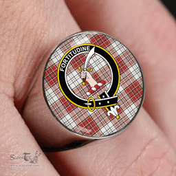 Scottish MacRae Red Dress Weathered Clan Tartan Ring - Crest Classic Scottish Plaid Tartan Plaid
