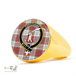 Scottish MacRae Red Dress Weathered Clan Tartan Ring - Crest Classic Scottish Plaid Tartan Plaid