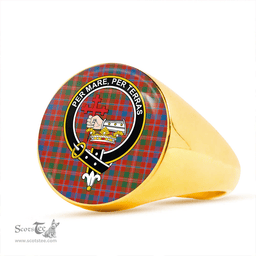 Scottish MacDonald of Glenaladale (Donald of Glenaladale) Ancient Clan Tartan Ring - Crest Classic Scottish Plaid Tartan Plaid