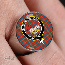 Scottish MacDonald of Glenaladale (Donald of Glenaladale) Ancient Clan Tartan Ring - Crest Classic Scottish Plaid Tartan Plaid