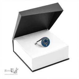 Scottish Hannay Blue (Haney Blue) Modern Clan Tartan Ring - Crest Classic Scottish Plaid Tartan Plaid