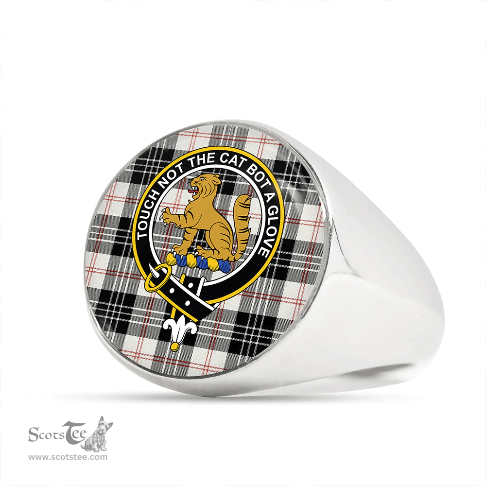 Scottish MacPherson of Cluny Black & White Clan Tartan Ring - Crest Classic Scottish Plaid Tartan Plaid