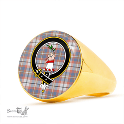Scottish Oliver Pink Dress Weathered Clan Tartan Ring - Crest Classic Scottish Plaid Tartan Plaid
