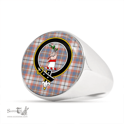 Scottish Oliver Pink Dress Weathered Clan Tartan Ring - Crest Classic Scottish Plaid Tartan Plaid