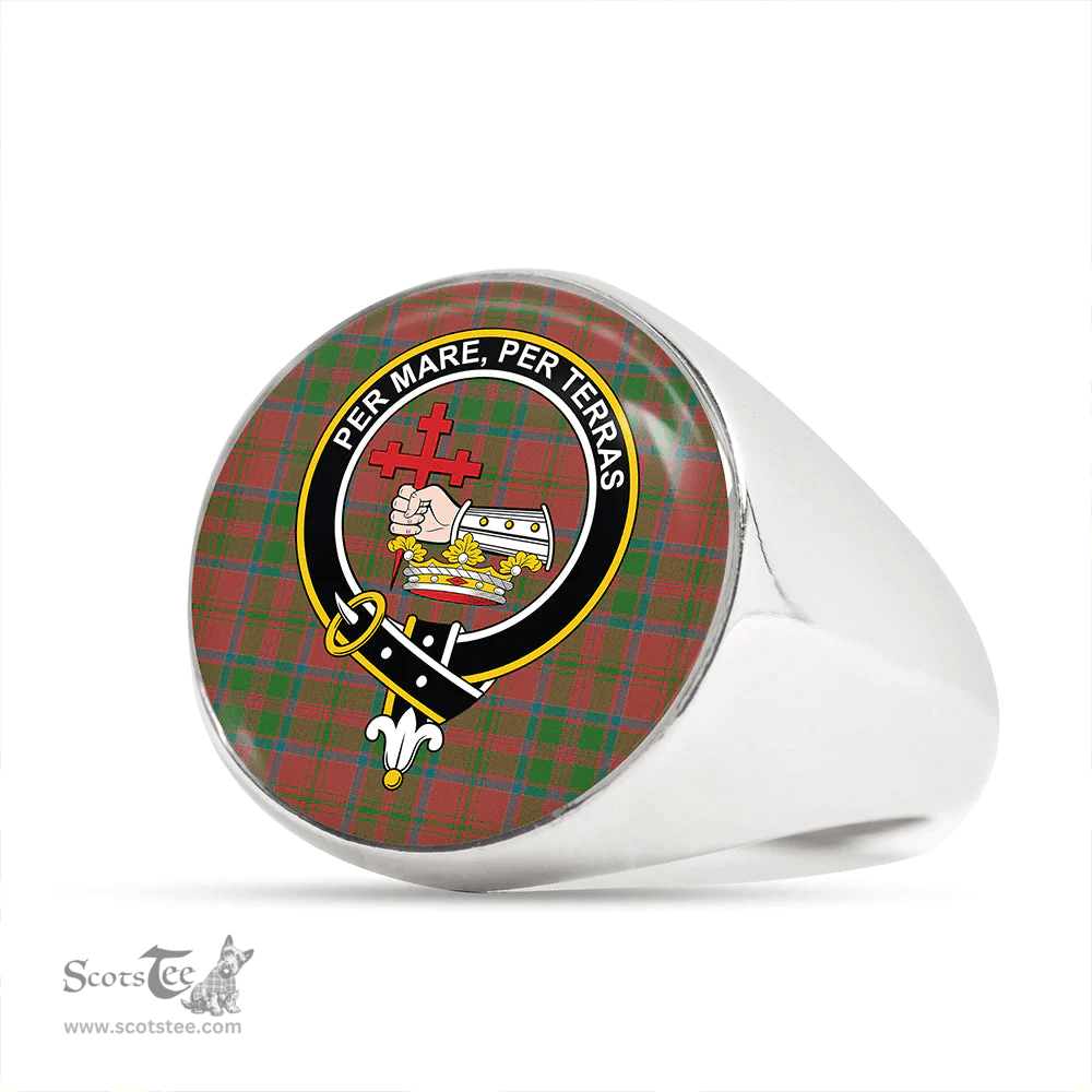 Scottish MacDonald of Glencoe (Donald of Glencoe) Ancient Clan Tartan Ring - Crest Classic Scottish Plaid Tartan Plaid
