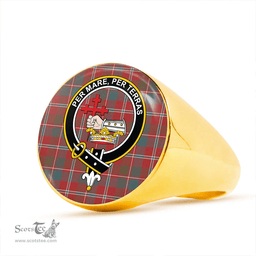 Scottish MacDonald of Glenaladale #2 (Donald Glenfinnan) Weathered Clan Tartan Ring - Crest Classic Scottish Plaid Tartan Plaid