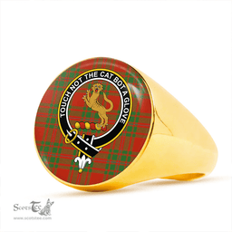 Scottish MacKintosh Red Ancient Clan Tartan Ring - Crest Classic Scottish Plaid Tartan Plaid