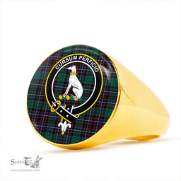 Scottish Hunter of Peebleshire Modern Clan Tartan Ring - Crest Classic Scottish Plaid Tartan Plaid