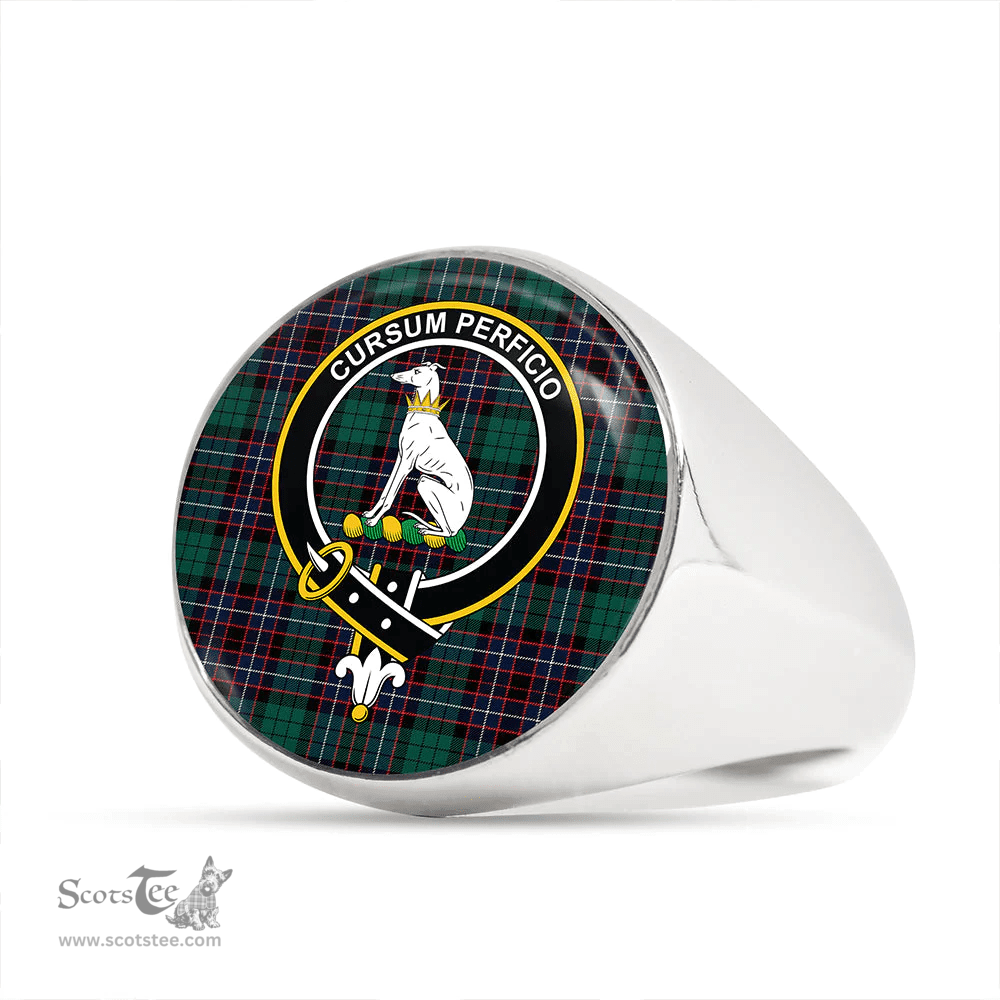 Scottish Hunter of Peebleshire Modern Clan Tartan Ring - Crest Classic Scottish Plaid Tartan Plaid