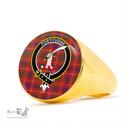 Scottish MacRae of Inverinate Modern Clan Tartan Ring - Crest Classic Scottish Plaid Tartan Plaid