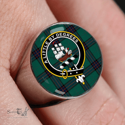 Scottish MacWilliam Hunting (Williamson Hunting) Modern Clan Tartan Ring - Crest Classic Scottish Plaid Tartan Plaid