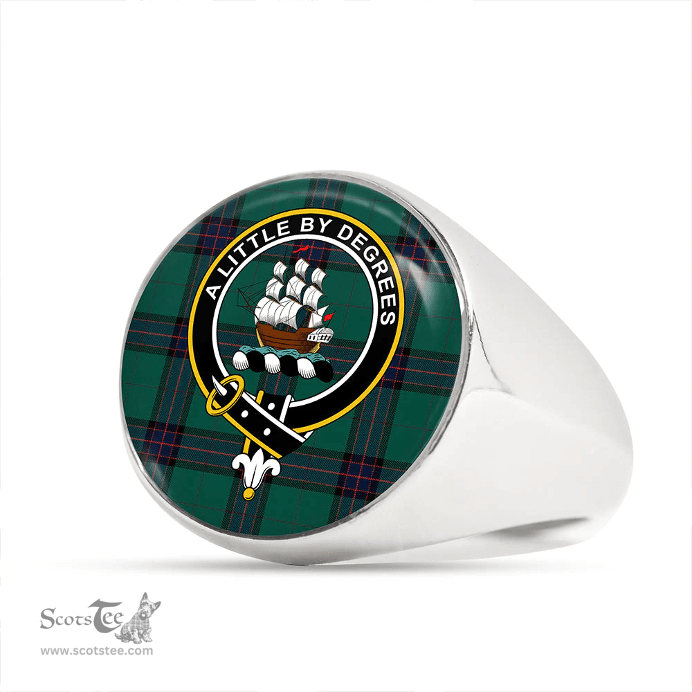 Scottish MacWilliam Hunting (Williamson Hunting) Modern Clan Tartan Ring - Crest Classic Scottish Plaid Tartan Plaid