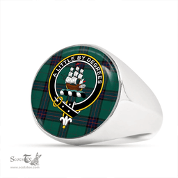 Scottish MacWilliam Hunting (Williamson Hunting) Modern Clan Tartan Ring - Crest Classic Scottish Plaid Tartan Plaid